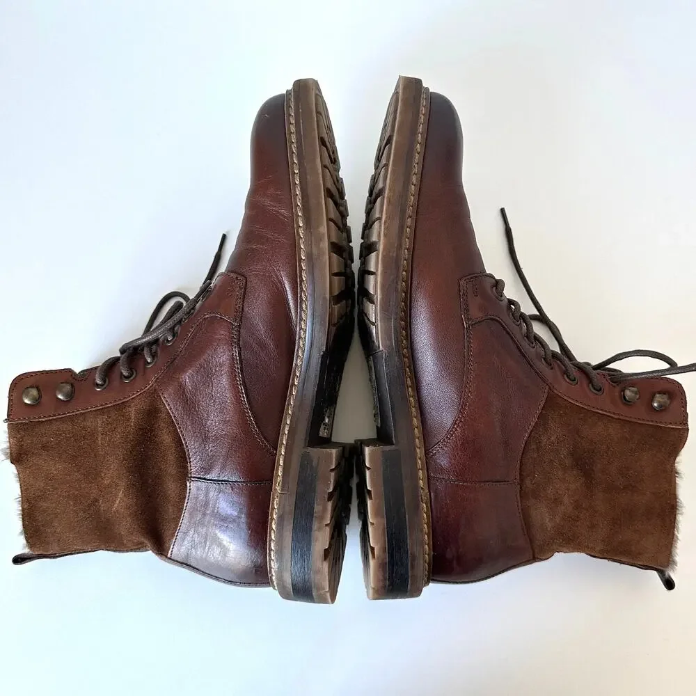 Bruno Magli Cerone Brown Leather Lace Up Boots Size 9.5 M